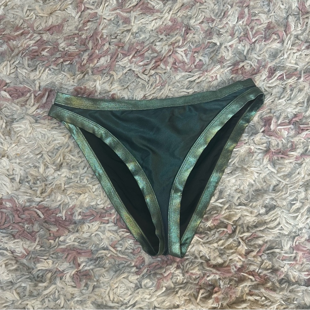 Solid & Striped Scottie Green Shiny Bikini Bottom… - image 2